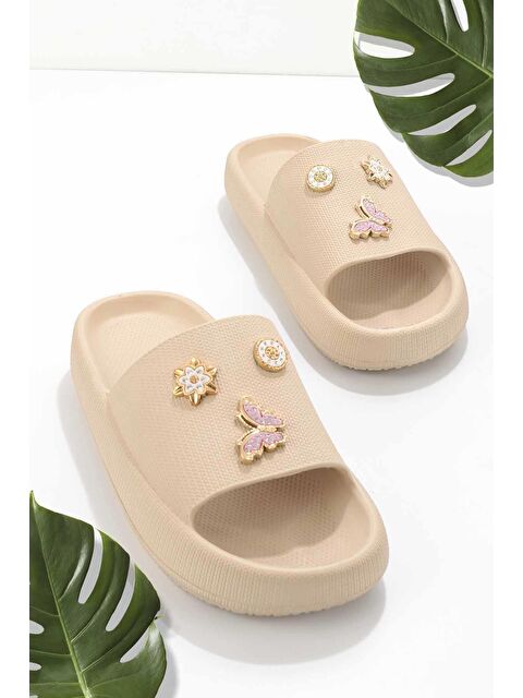 MODAFRATO KELEBEK TAŞLI Unisex Terlik Plaj Deniz Havuz Terliği - S000485930-19928