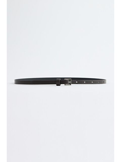 Kadriye Baştürk Gümüş Tokalı Ayarlanabilir İnce Kemer Siyah - S000517395-19351