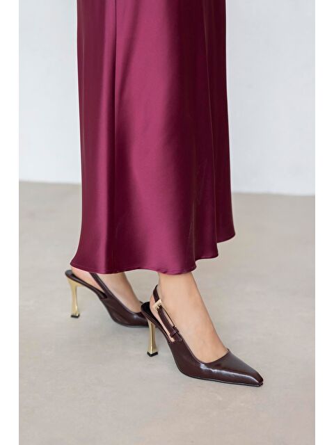 Straswans Kendra Kadın Topuklu Kırışık Deri Ayakkabı Bordo - S000526243-19951