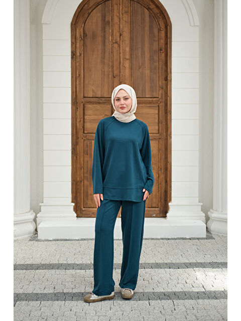 Locco Moda Kadın Pantolonlu Takım Petrol Mavi
