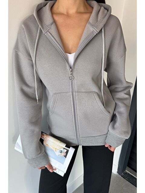 Gülseli Kadın Üç İplik Şardonlu Kapüşonlu Sweatshirt - S000470199-20600