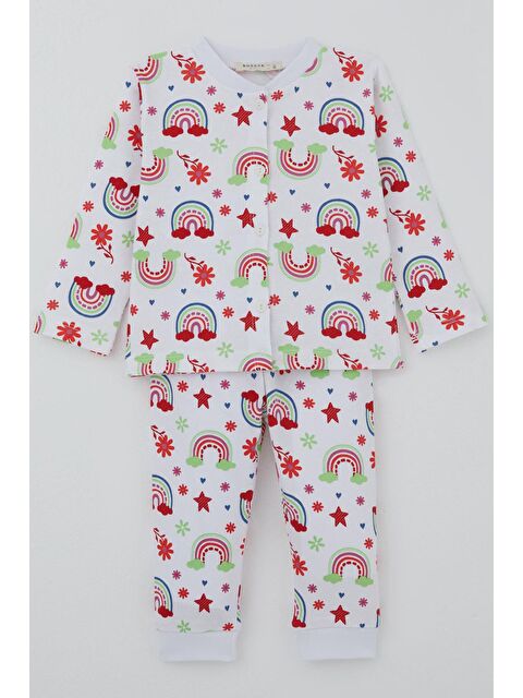 Breeze Kız Bebek Pijama Takımı Masalı Çiçek Desenli Beyaz (4 Ay-1 Yaş) - S000527040-20063
