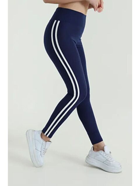 Formo Kadın Ekstra Yüksek Bel Şeritli Dalgıç Kumaş Esnek Spor Rahat Günlük Tayt