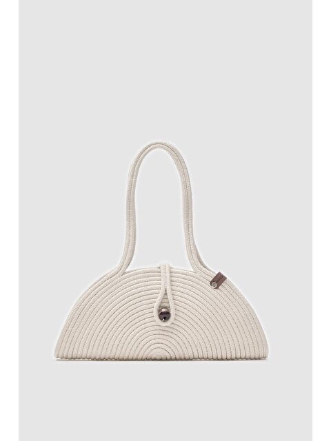 Shulebags Paper Düğmeli Handmade Hasır Omuz Çantası Krem - S000440248-19966