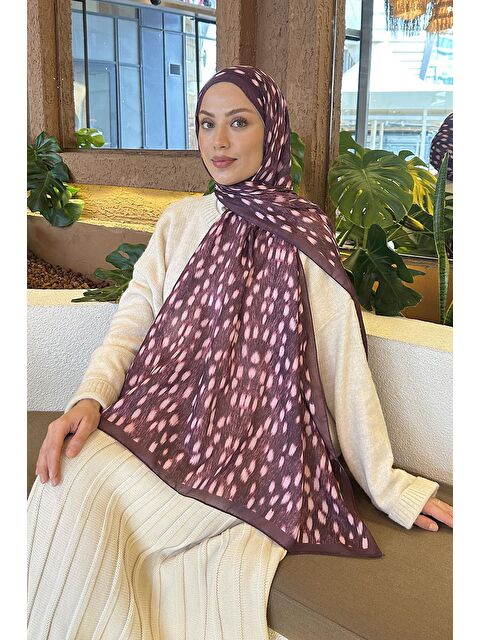 Lamelif Ceylan Desen Soft Şal Mürdüm - S000522561-20036