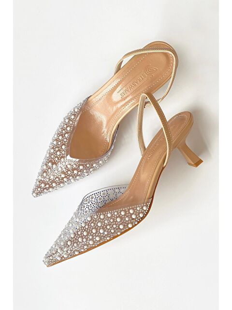 Straswans Jessica Kadın Taş Detay Şeffaf Topuklu  Ayakkabı Ten - S000526232-26407