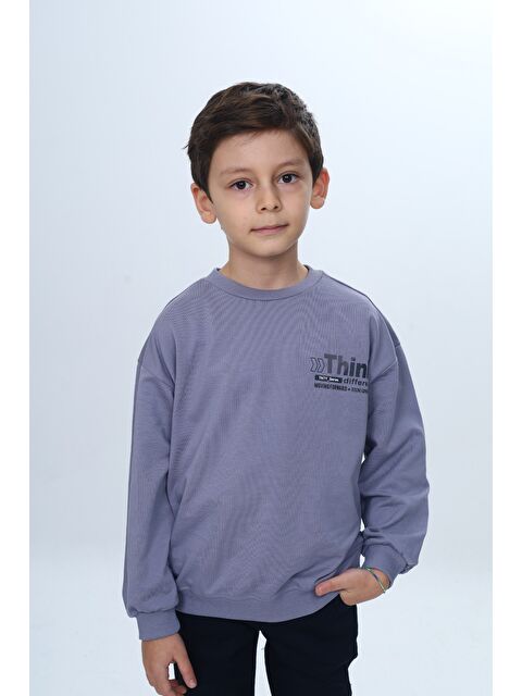 Toontoykids Erkek Çocuk Düşük Omuz Relax Fit Bisiklet Yaka Baskılı Sweatshirt - S000489201-29351