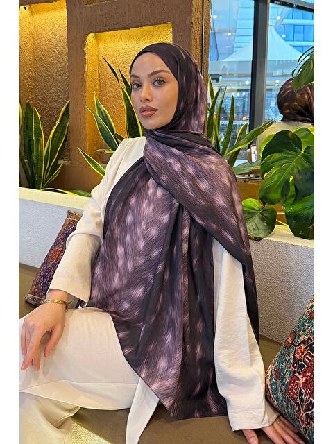 Lamelif Ceylan Desen Soft Şal Mürdüm - S000522563-20036