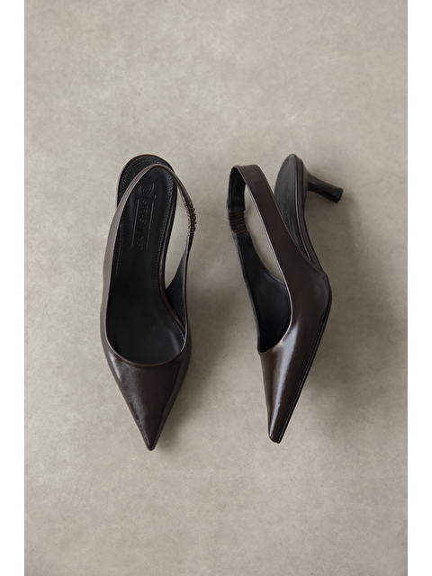 Straswans Costa  Kadın Topuklu Kırışık Deri Ayakkabı Kahve - S000526248-19413