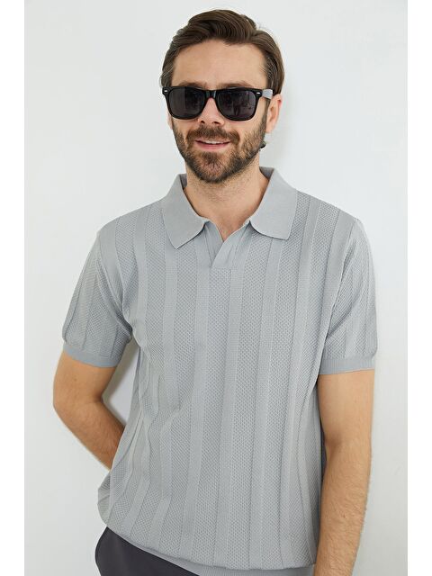 Fullamoda Desenli Apaş Yaka Triko Tişört