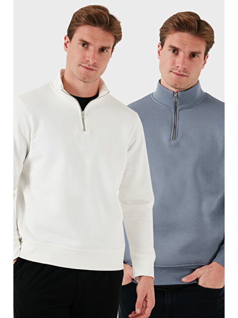 Buratti Pamuklu Regular Fit Dik Yaka 2'li Paket Sweat 59052592S2 - S000436827-6413