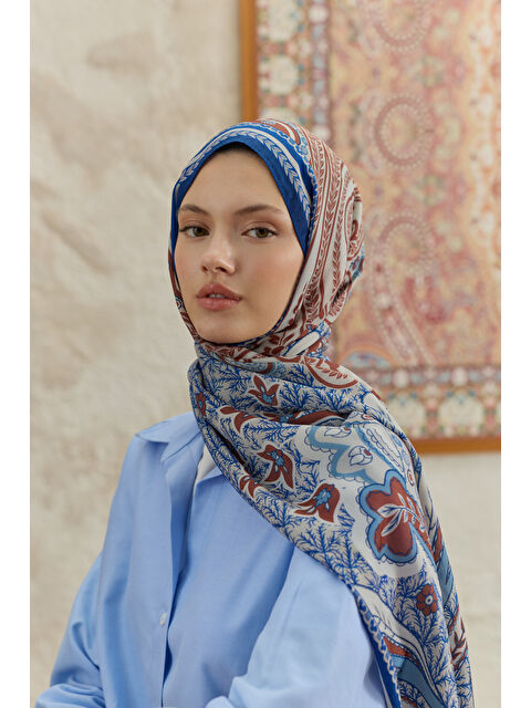 QEF Cupra Prive Desenli Şal Blossom Parlament - S000522562-17234