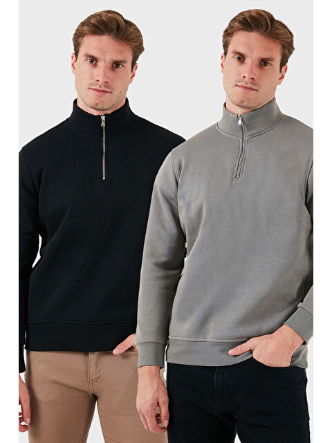 Buratti Pamuklu Regular Fit Dik Yaka 2'li Paket Sweat 59052592S2 - S000436827-37432