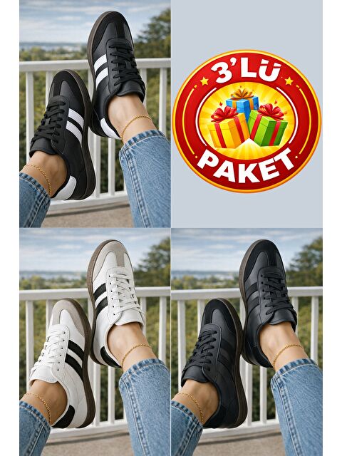MODAFRATO 3'lü PAKET FLEX RUN Unisex Spor Ayakkabı Günlük Casual Sneakers - S000494678-23173