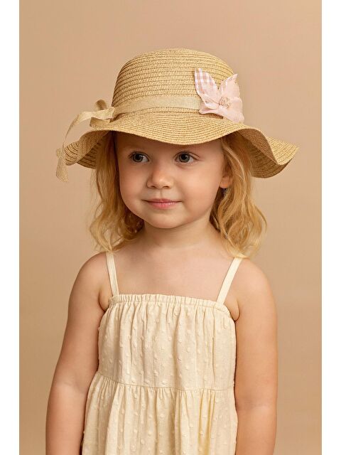 Katia And Bony Çocuk Fiyonklu Hasır Şapka Bej