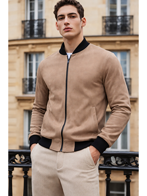 Comstar Erkek Trend Dar Astarsız Nubuk Süet A.Kahve Ceket