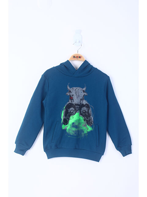 Toontoykids Erkek Çocuk Boks Eldivenli Boğa Baskılı Sweatshirt - S000417500-37399