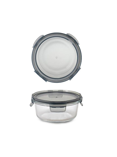 Kitchen Design Lab Yuvarlak Cam Saklama Kabı 630 Ml, 4 Tarafından Kilitli Plastik Kapaklı - S000439875-26865