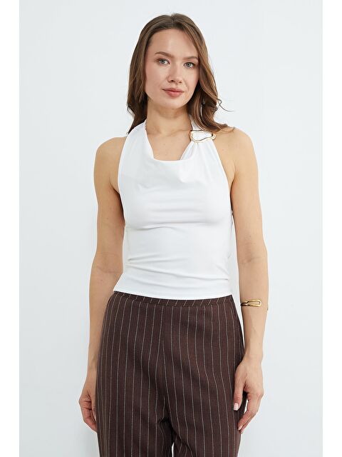 Fullamoda Boyundan Geçmeli Tokalı Bluz - S000519059-20063