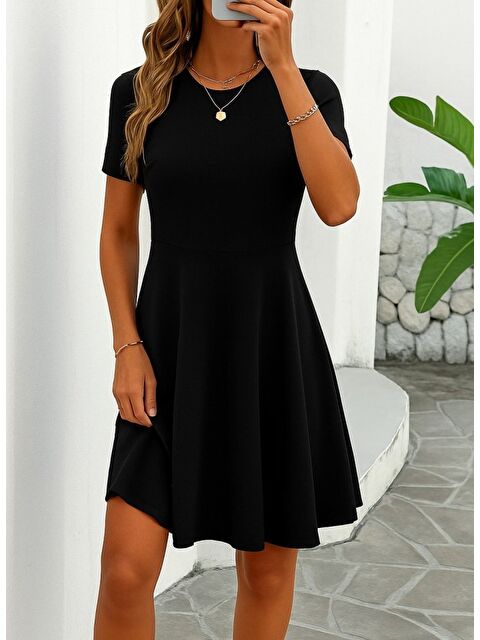 Jane's Kadın Kısa Kollu Kiloş Ithal Krep Elbise - S000528536-19351