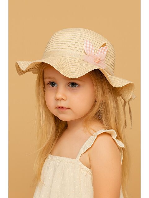 Katia And Bony Çocuk Fiyonklu Hasır Şapka Krem