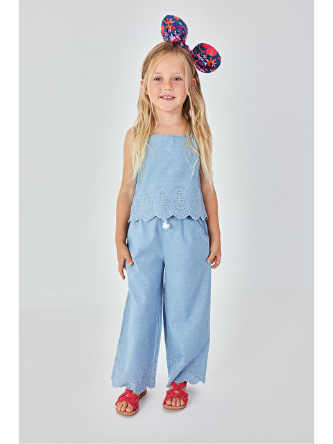 Boboli Jakarlı Denim Pantolon 2-6 Yaş Mavi