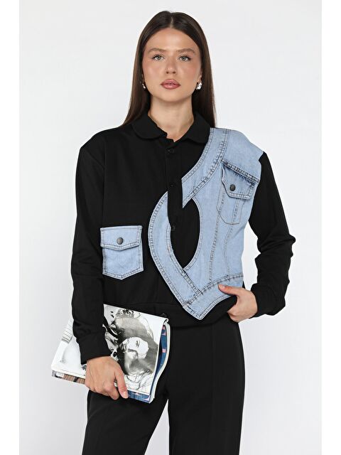 Gülseli Kadın Jean Garnili Mevsimlik Ceket - S000445267-19351