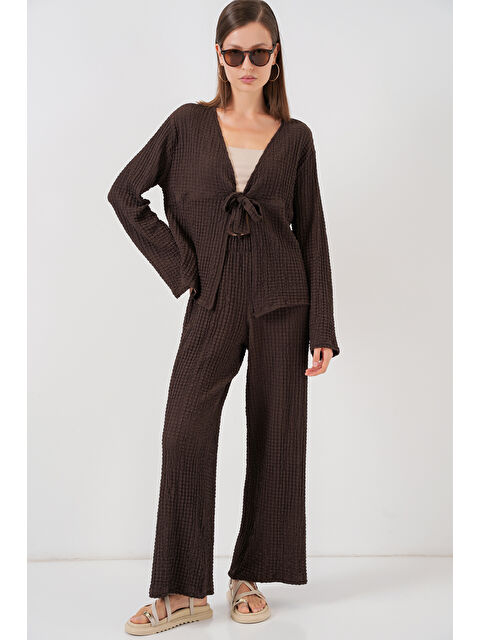Bigdart Kadın Örme Bluz Pantolon İkili Takım 30052 - Kahverengi - S000440247-19413