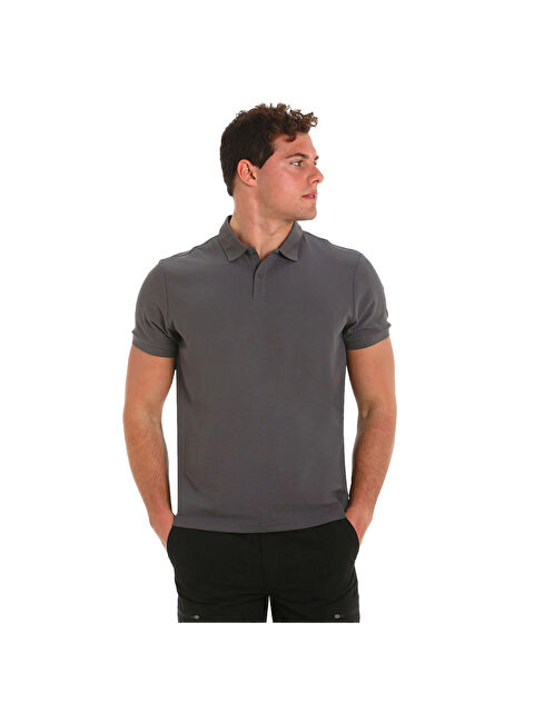 Slam Act Qd Polo Erkek Gri Tişört - S000489353-20600