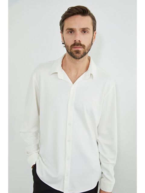 Fullamoda Baskılı Uzun Kol Modal Kumaş Gömlek