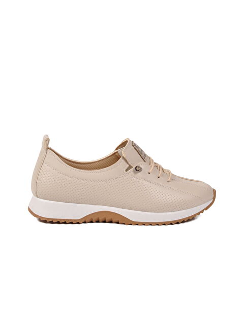 Ayakmod Bej Lastik Bağcıklı Hafif Kadın Casual Ayakkabı 063 Z