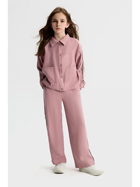 Magu Kız Çocuk Pamuklu Pembe Ceket Ve Pantolon 2'Li Takım - S000510483-37243