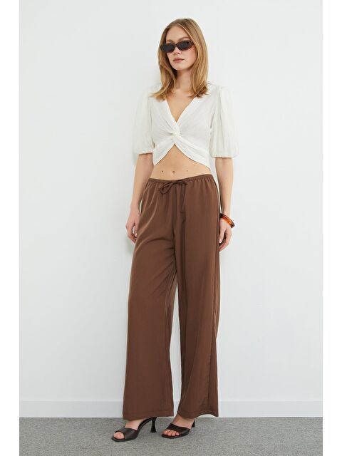 Fullamoda Beli Lastikli Bağcıklı Palazzo Pantolon