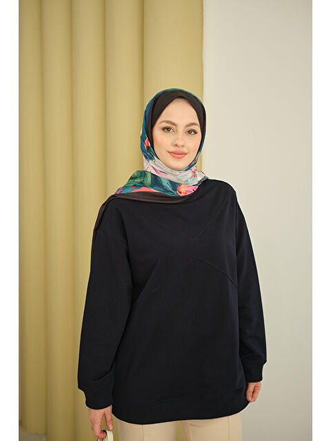 Locco Moda Kadın Dikiş Detay Tunik Lacivert - S000492455-21164