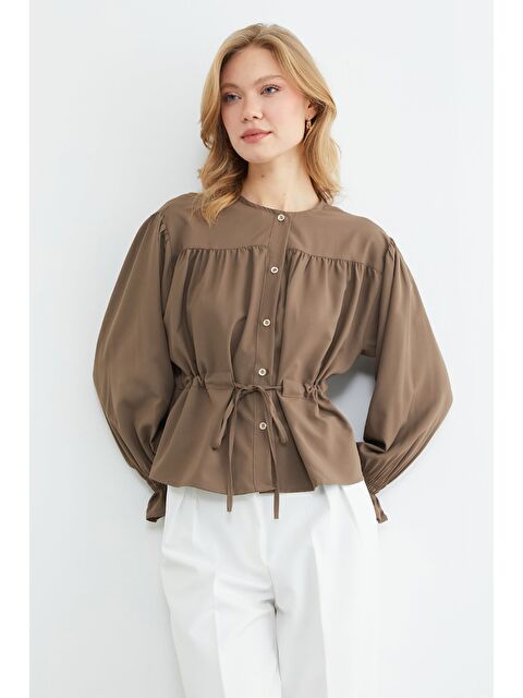 Fullamoda Önü Bağlamalı Kolu Gipeli Salaş Gömlek - S000508315-26429