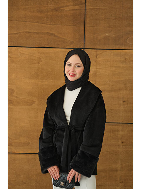 Locco Moda Kadın Kruvaze Yaka Kısa Ceket Siyah - S000492457-19351