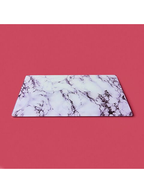 Saban Mermer Desenli Cam Kesme Tahtası - Beyaz - 30x40 cm - S000401782-20063
