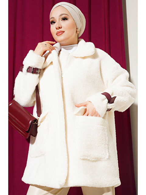 Bigdart 5206 Kadın Oversize Pelüş Mont   Mürdüm - S000320093-20036