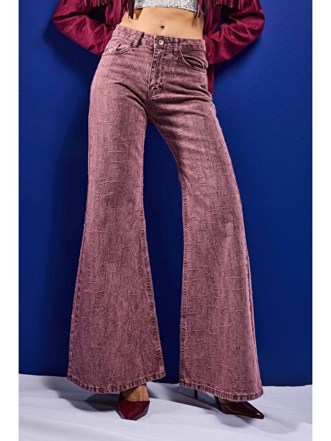 It's Basic Kadın Gül Kurusu Renk 6s6-98 Flare Fit Özel Kumaş Tasarım Denim Jean - S000505965-20024