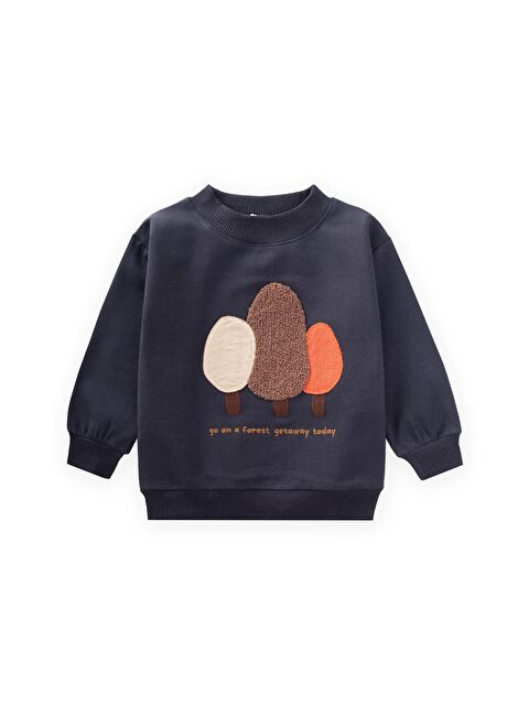 CİGİT Süzene Nakışlı Sweatshirt 1-7 Yaş Antrasit - S000439066-29666