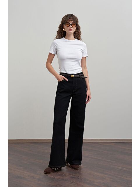 ALLDAY Siyah-Yüksek Bel Ekstra Geniş Paça Denim Pantolon - S000500953-19351