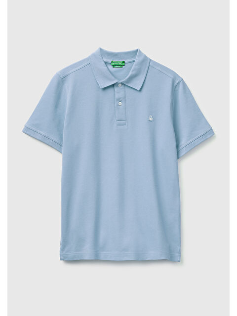 United Colors Of Benetton Erkek Açık Mavi Regular Fit Kısa Kollu Polo T-Shirt
