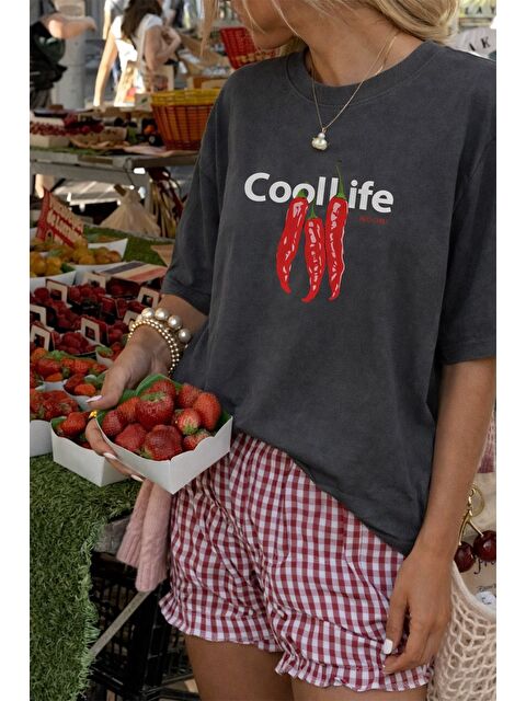 Monila Kadın Premium Kumaş Baskılı Oversize T-Shirt - S000530748-29666