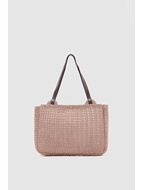 Shulebags Fabri Big Size Makrome Omuz Çantası Vizon - S000440251-26429