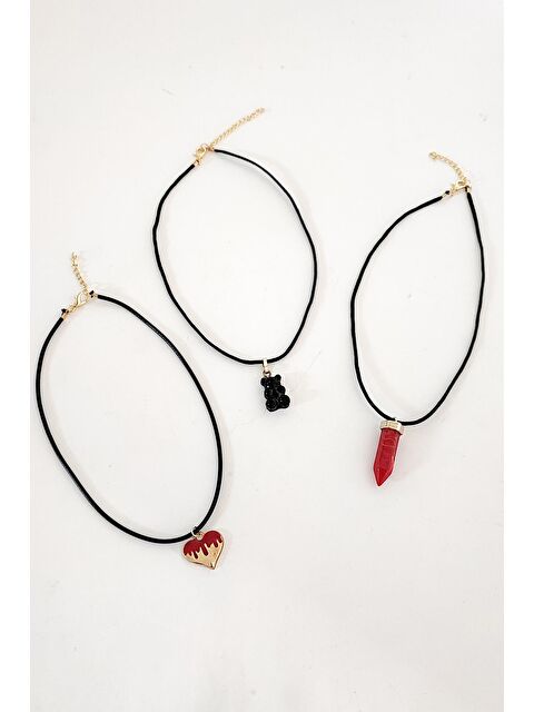 New Obsessions Tılsım Kırmızı Choker Tasma Kolye Seti - S000375969-20045