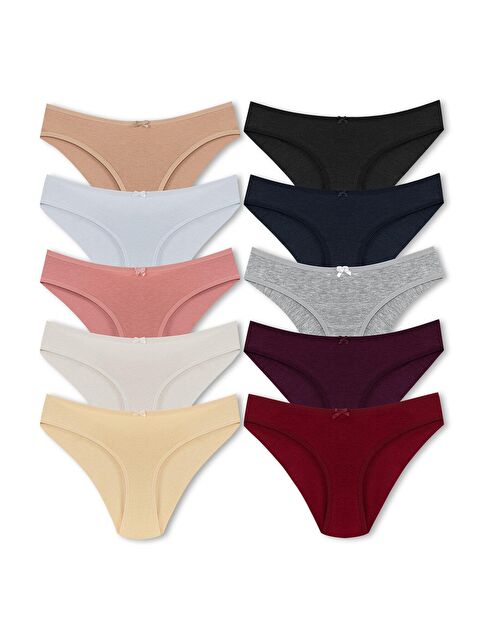 Hnx Pamuklu Arkası Çift Kat Slip Kadın Külot 10'lu - S000131679-23173