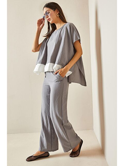 Xhan Gri Bisiklet Yaka İkili Takım 5YXK8-48706-03 - S000250628-20600