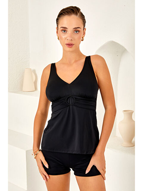 LAPİENO Sıfır Kol Şortlu Yarı Kapalı Mayo 4501 Siyah - S000423771-19351