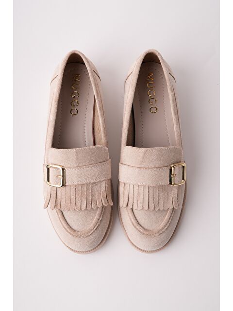 Muggo TUFT Gold Tokalı Püsküllü Süet Kadın Günlük Loafer Ayakkabı - S000531171-19928