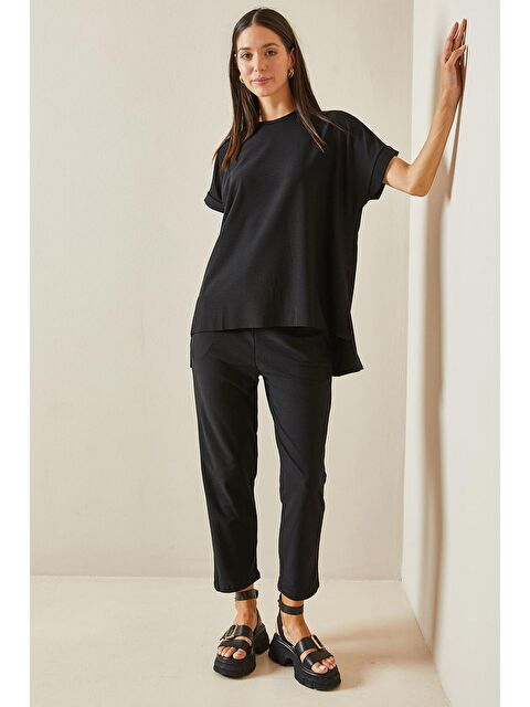 Xhan Siyah Bisiklet Yaka İkili Takım 5YXK8-48757-02 - S000250632-19351